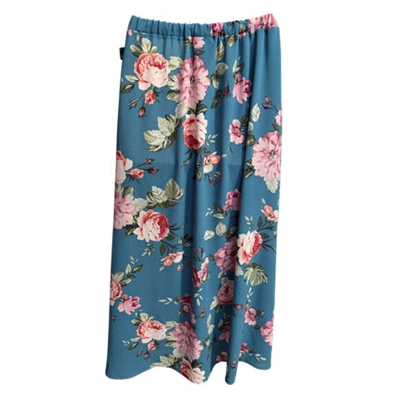 Bobeau Blue Floral Wrap Midi Skirt Size M - Picture 6 of 10